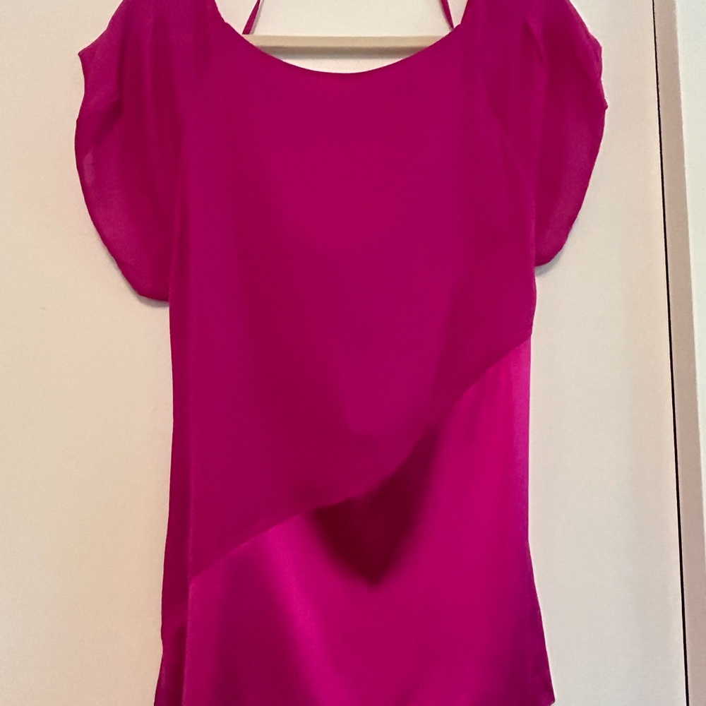 Diane Von Furstenberg Pink Asymmetrical Cap Sleeve Blouse